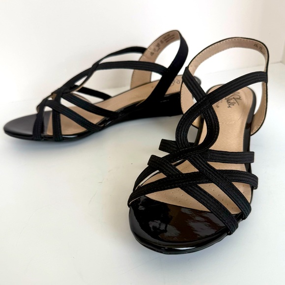 Life Stride Shoes - LifeStride Strappy Slingback Wedge Slip-On Sandal-Black-Sz 8.5-EUC